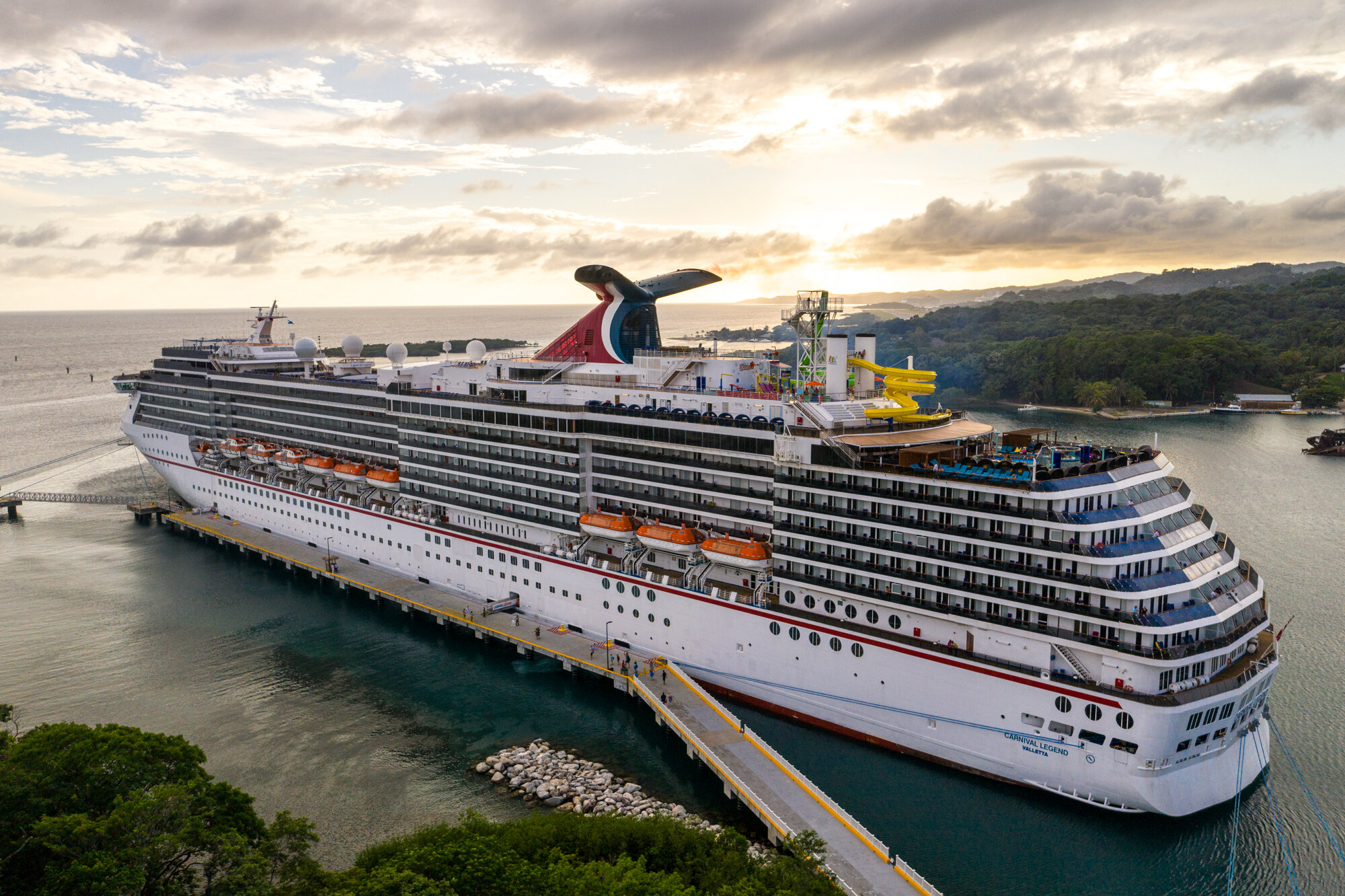 Cruise ship docked at Isla Tropicale, Roatan